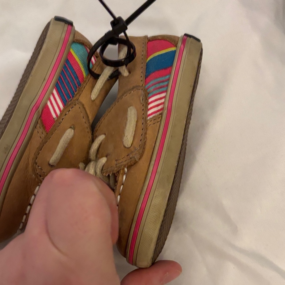 Sperry Kids Tan Leather Moccasins with Cream Rope Laces - Picture 4 of 7